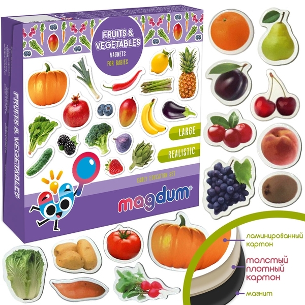 

Магнитный набор Magdum Magnetic set Fruits and vegetables (ML4031-15