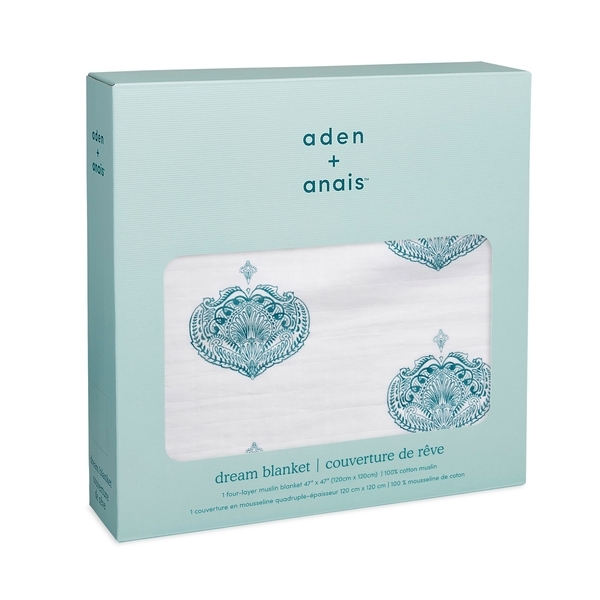 

Одеяло Aden + Anais Paisley - teal, муслин, 120х120 см, белый с бирюзовым (AA-6154