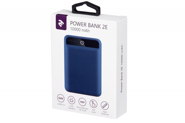 

Внешний аккумулятор 2Е Soft 10000 mAh, синий (2E-PB1005AS-BLUE