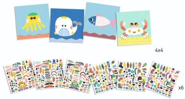 Набір для творчості Djeco Художній комплект з наклейками Марінс (DJ08931) - Pampik - 2