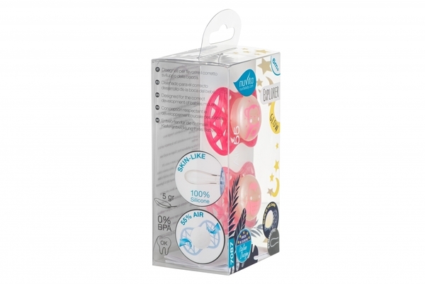 Силіконова симетрична пустушка Nuvita Air55 Explorer Мавпа і Сова, 6-12 міс., 2 шт. (NV7087GF) - Pampik - 2