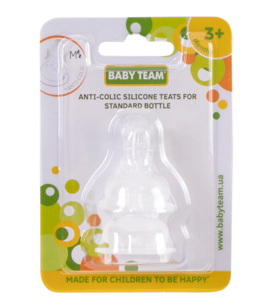 Соска силиконовая Baby Team, антиколиковая, от 3 мес., средний поток, 2 шт. (2001) - Pampik - 2
