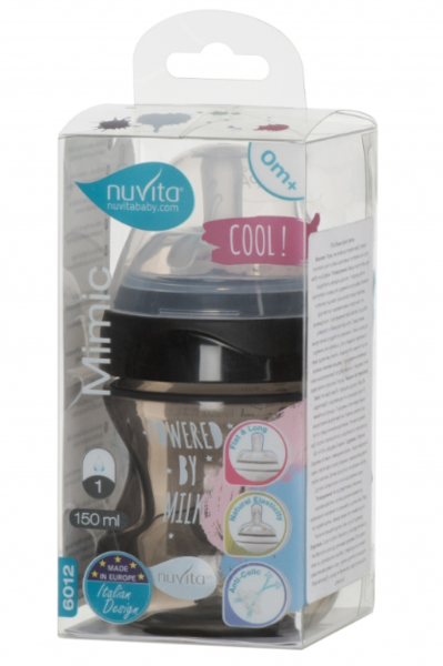 Пляшка для годування Nuvita Mimic Cool, антиколікова, 150 мл, чорний (NV6012BLACK) - Pampik - 3