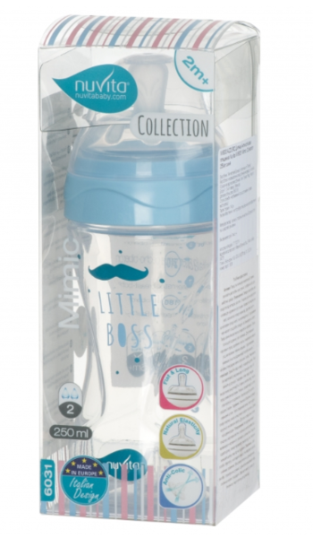 Пляшка для годування Nuvita Mimic Collection, антиколікова, 250 мл, блакитний (NV6031AZZURO) - Pampik - 3