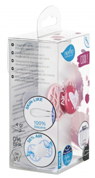 Силиконовая симметричная пустышка Nuvita Air55 Cool Love, 0+ мес. (NV7065PR) - Pampik - 3