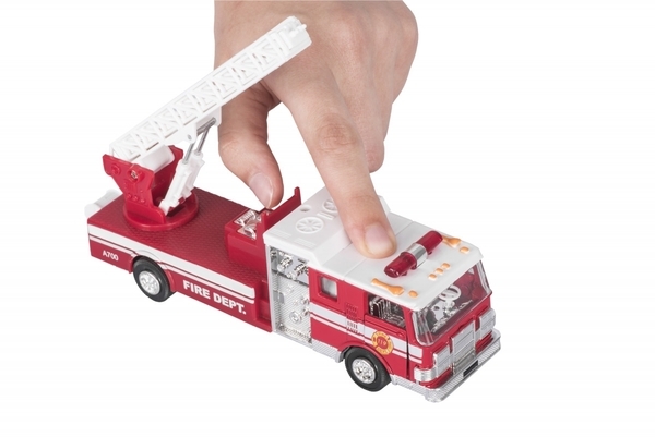 Машинка металева Goki Пожежна вантажівка з драбиною, червоний, 17,5 см (12115G-2) - Pampik - 5