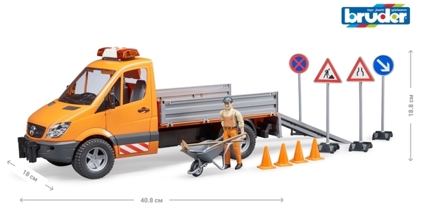 Машинка Bruder МВ Sprinter Дорожня служба, з фігуркою і аксесуарами (02537) - Pampik - 2