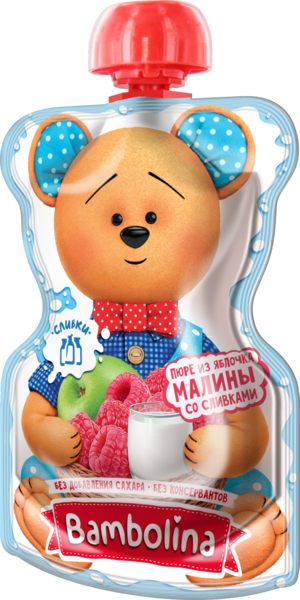 Пюре Bambolina Pouch Яблуко-малина-вершки, 90 г - Pampik - 3
