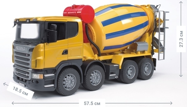 Бетоновоз Bruder Scania R-series, жовтий, 58 см (03554) - Pampik - 4