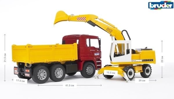 Игровой набор Bruder, самосвал-грузовик МАN и экскаватор Liebherr, 1:16 (02751) - Pampik - 3