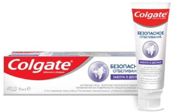 Зубна паста Сolgate Безпечне відбілювання Турбота про яснах, 75 мл - Pampik - 10