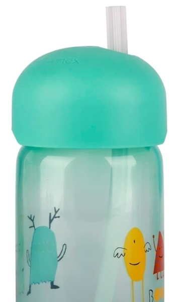 Пляшка для води та напоїв Suavinex Історії маленьких монстрів, з трубочкою, зелений (400793) - Pampik - 2