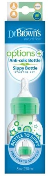 Пляшка-поїльник Dr. Brown's Options +, з вузькою шийкою, 250 мл, зелений (SB81603-P3) - Pampik - 2