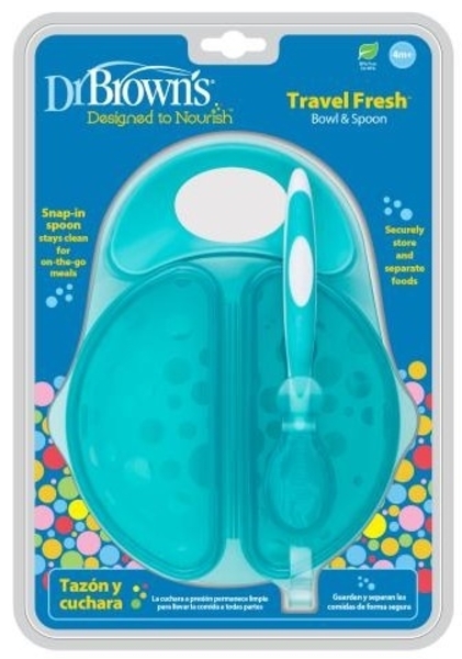 Набір посуду Dr. Brown's (тарілка + ложка), бірюзовий (TF010-P3) - Pampik - 5