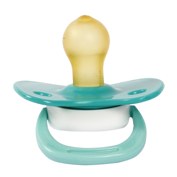 Пустышка латексная Курносики Мишка, круглая, 6-12+ мес., бирюзовый (7217/6-12+ зел) - Pampik - 2