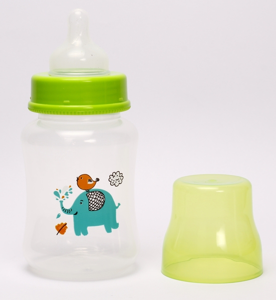 Пляшечка для годування Курносики, з широким горлечком, з силіконовою соскою, 250 мл, салатовий (7006 сал) - Pampik - 2
