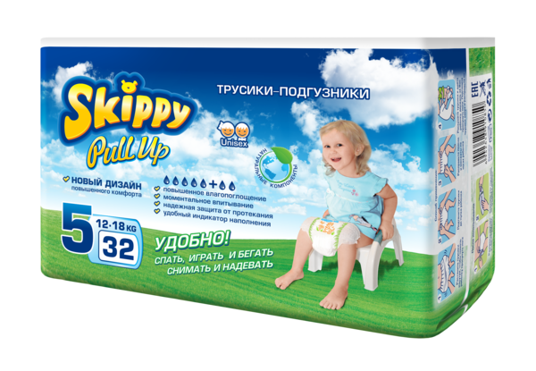 

Подгузники-трусики Skippy Pull Up 5 (12-18 кг), 32 шт