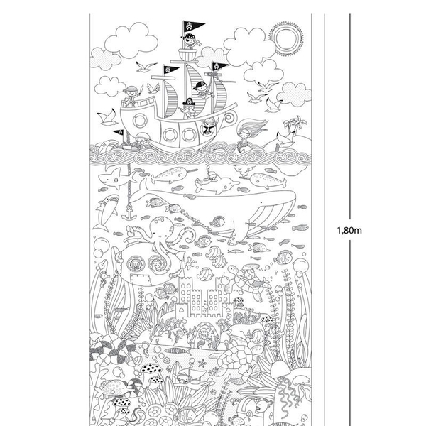Большая раскраска-постер Apli Kids Морские глубины, 180х96,5 см, синий (16606) - Pampik - 2