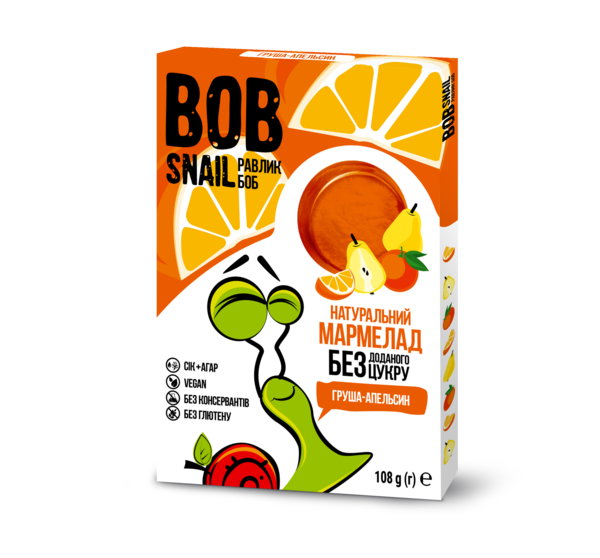 

Натуральный фруктовый мармелад Bob Snail Равлик Боб Груша-Апельсин, 108 г