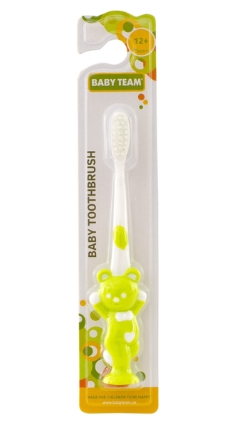 Зубна щітка з присоскою Baby Team Ведмедик, салатовий (7202) - Pampik - 3