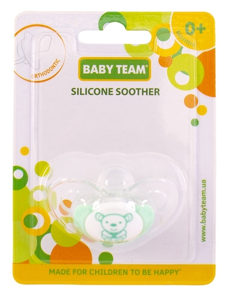Пустышка силиконовая ортодонтическая Baby Team Мишка, 0+ (3100) - Pampik - 3