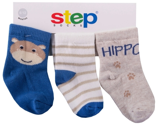 

Носки Step Socks Baby Collection Hippo, р., 3 пары (1865, Бежевый;белый;синий