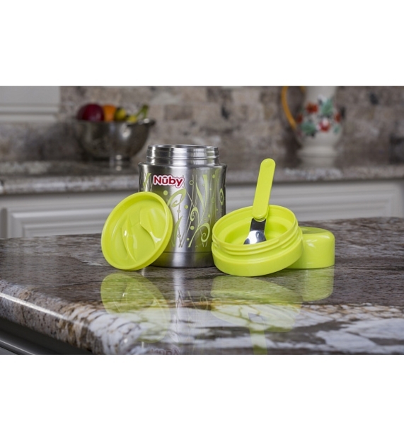 Термос Nuby, для їжі, з відсіком для сухих продуктів і ложкою, 450 мл (5475) - Pampik - 6
