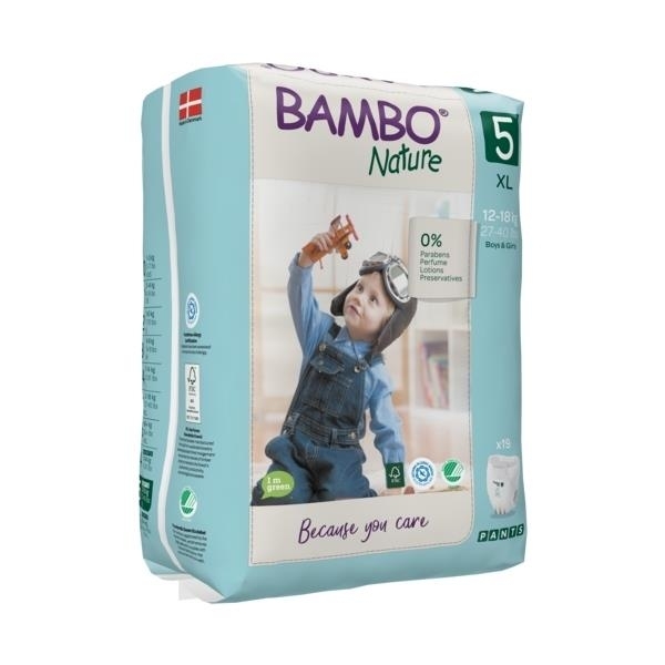 

Эко Подгузники-трусики Bambo Nature Pants 5 (12-18 кг), 19 шт