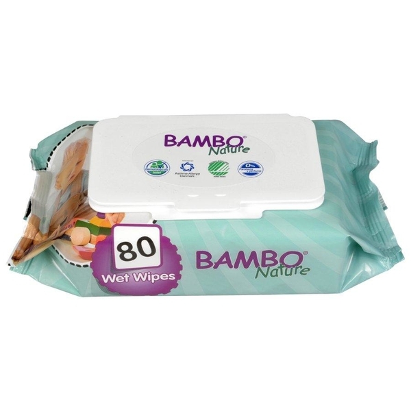 Акция на Влажные очищающие салфетки Bambo Nature, без отдушек, 80 шт. от Pampik