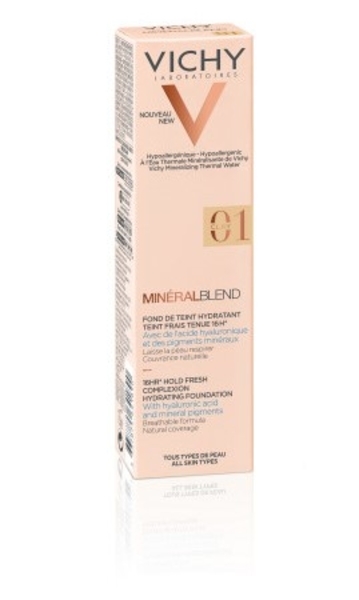 Зволожувальний тональний засіб Vichy Mineralblend, для додання шкірі природного сяючого вигляду, відтінок 01, 30 мл - Pampik - 2