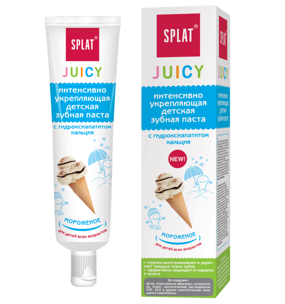

Детская зубная паста Splat Junior Juicy Защита от бактерий и кариеса Мороженое, 35 мл