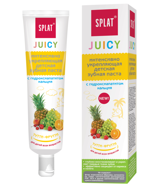 

Детская зубная паста Splat Junior Juicy Защита от бактерий и кариеса Тутти-фрутти, 35 мл