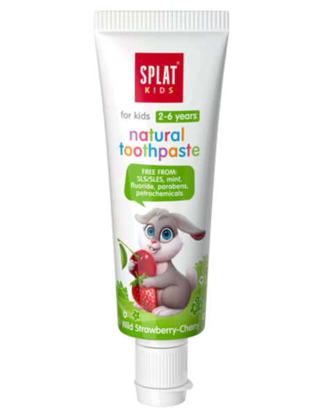 Натуральна антибактеріальна дитяча зубна паста Splat Kids Суниця-Вишня від 2 до 6 років, 50 мл - Pampik - 4