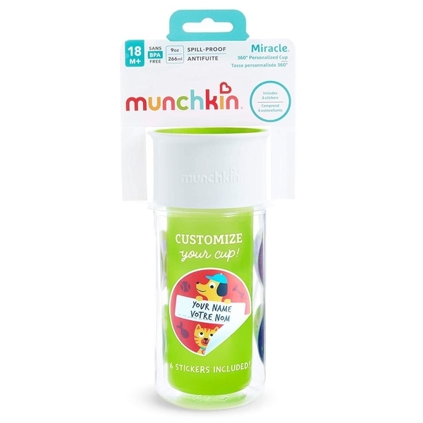 Чашка-непроливайка Munchkin Miracle 360 Insulated Sticker, салатовый, 266 мл (17407.03) - Pampik - 5