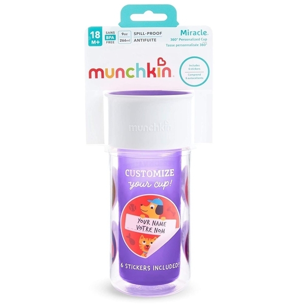 Чашка-непроливайка Munchkin Miracle 360 ​​Insulated Sticker, фіолетовий, 266 мл (17407.04) - Pampik - 7