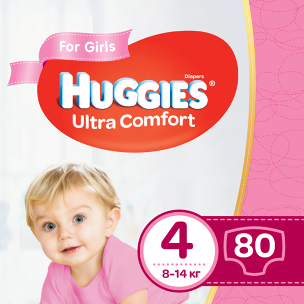 Акція на Подгузники для девочек Huggies Ultra Comfort 4 (8-14 кг), 80 шт. від Pampik