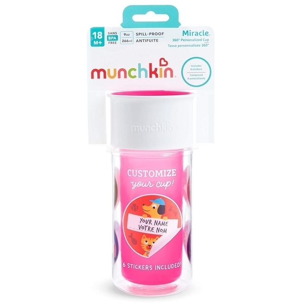 Чашка-непроливайка Munchkin Miracle 360 ​​Insulated Sticker, рожевий, 266 мл (17407.02) - Pampik - 6