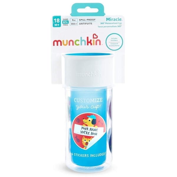 Чашка-непроливайка Munchkin Miracle 360 Insulated Sticker, голубой, 266 мл (17407.01) - Pampik - 5