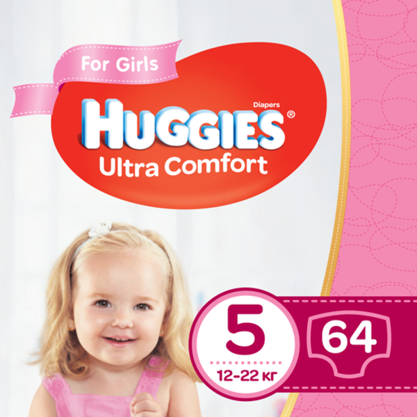 Акция на Подгузники для девочек Huggies Ultra Comfort 5 (12-22 кг), 64 шт. от Pampik