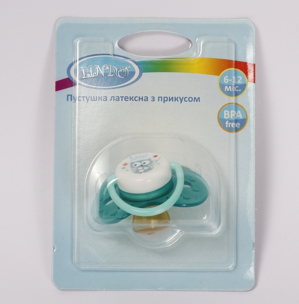 Пустушка латексна Lindo, анатомічна, 6-12 міс., бірюзовий (Pk012/6-12 з) - Pampik - 3