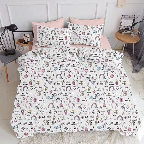 Наволочка Cosas Солодкий Єдиноріг, ранфорс, 70х50 см, білий з малюнком - Pampik - 2