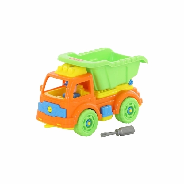 Конструктор-транспорт Polesie Самоскид, 27 елементів, салатовий з помаранчевим (73006-1) - Pampik