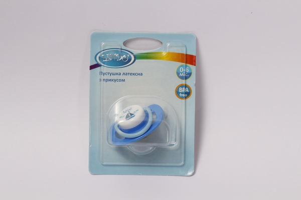 Пустушка латексна Lindo, ортодонтична, блакитний (PK 011/0-6 гол) - Pampik - 3