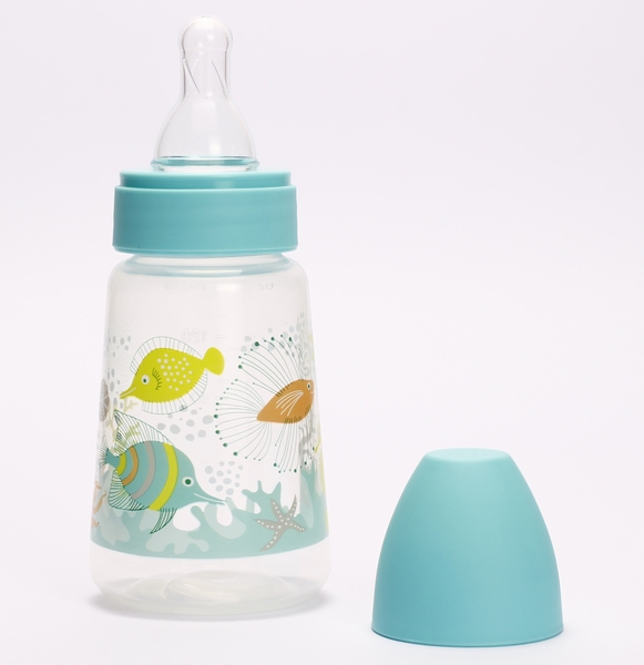 Пляшка для годування Lindo, із силіконовою соскою, 125 мл, бірюзовий (Pk 053 зел) - Pampik - 2