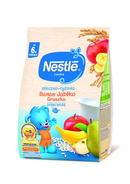 Молочна каша Nestle Рисова з бананом, яблуком, грушею і біфідобактеріями, 230 г - Pampik - 2