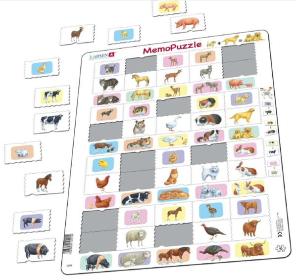 Пазл рамка-вкладиш Larsen Максі Мемо Тварини і їхні дитинчата (GP9) - Pampik - 2