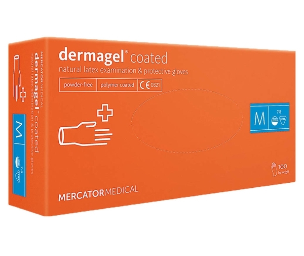 

Перчатки латексные Mercator Medical Dermagel Coated, нестерильные, неприпудренные, р.M, кремовый, 100 шт, Бежевый