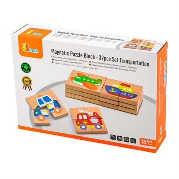 Магнітний пазл Viga Toys Транспорт, 32 ел. (50723) - Pampik - 2