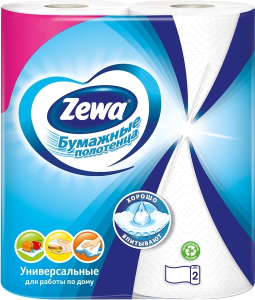 Двошарові кухонні рушники Zewa Плюс, білий, 2 рулони - Pampik - 2