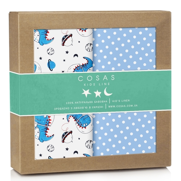 

Многоразовая пеленка Cosas Дино Космос Горох, бязь, 100х80 см, 2 шт, Белый;голубой